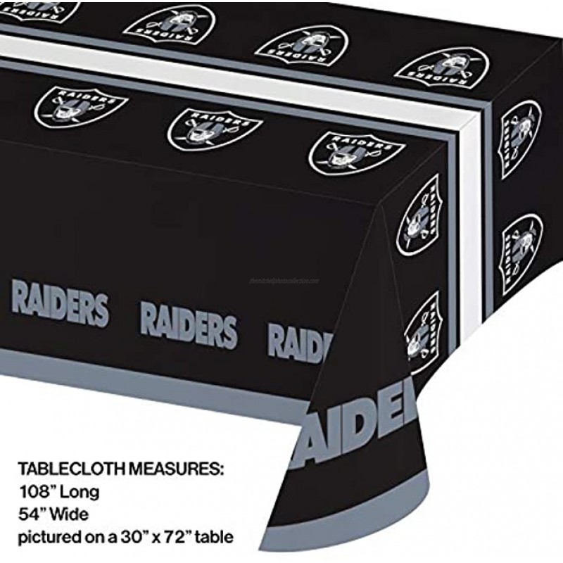 Creative Converting 729523 Las Vegas Raiders Plastic Tablecloth 54 x 102 Tablecover