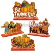 Fovths 4 Pieces Fall Thanksgiving Wood Tabletop Table Centerpiece Signs Scarecrow Pumpkin Harvest Time Autumn Thanksgiving Party Decor for Harvest Party Thanksgiving Table Decorations