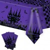 Halloween Tablecloth 3 Pack Large Haunted Table Cover for Halloween Parties Scary Plastic Haunted House Table Cloth for Halloween Decorations Indoor Outdoor Home Dinner Parties 54x108inch- Purple