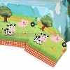 WERNNSAI Farm Animal Party Tablecloth 54" x 108" Disposable Plastic Table Cover Farm Theme Party Supplies for Picnics Baby Shower Kids Boys Girls Birthday Party Decorations