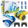 2PACK RC Stunt Car Remote Control Car,360°Rotating Double Sided Flip 2.4Ghz RC Car Toy Vehicle with Headlights for Boys and Girls Blue Yellow.
