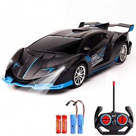 KULARIWORLD Remote Control Car for Boys Girls Fast 1 18 Rechargeable Fast RC Cars Toys Gifts for Kids High Speed with Led Lights Black Blue