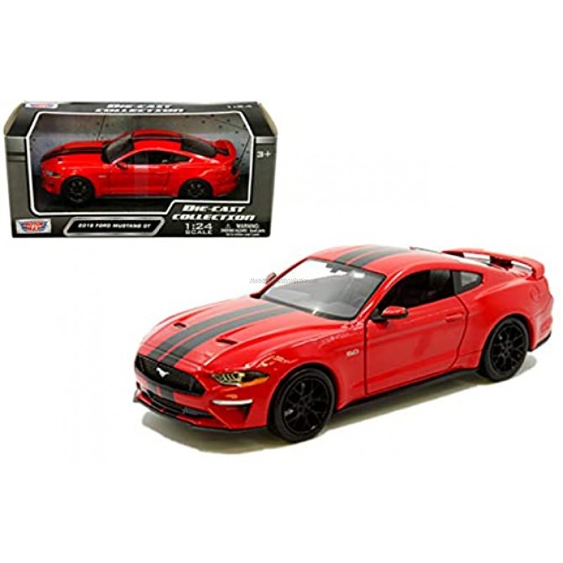 Motormax 2018 Ford Mustang GT 5.0 Red with Black Stripes 1:24 Diecast Model Car
