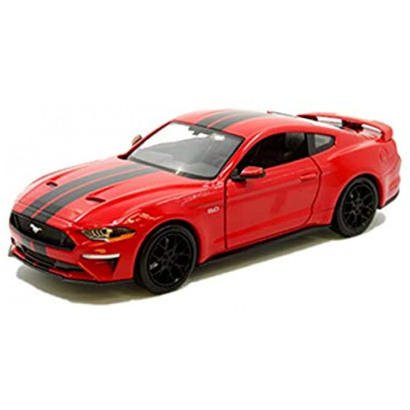 Motormax 2018 Ford Mustang GT 5.0 Red with Black Stripes 1:24 Diecast Model Car