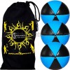 Flames N Games Astrix UV Thud Juggling Balls Set of 3 Black Blue Pro 6 Panel Leather Juggling Ball Set & Travel Bag!