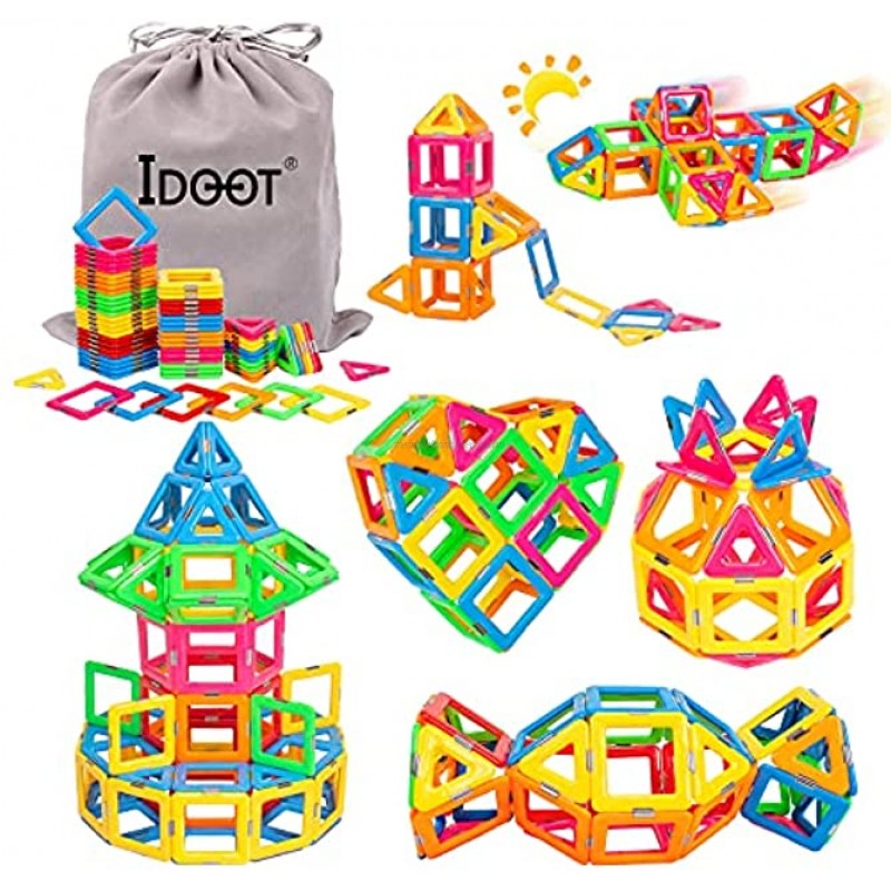 idoot Magnetic Tiles Building Blocks Toddlers Toys Magnets for Kids,70PCS Magnetic Blocks STEM BuildingToys for 3+ Year Old Boys Girls Educational Games Stacking Blocks Gifts