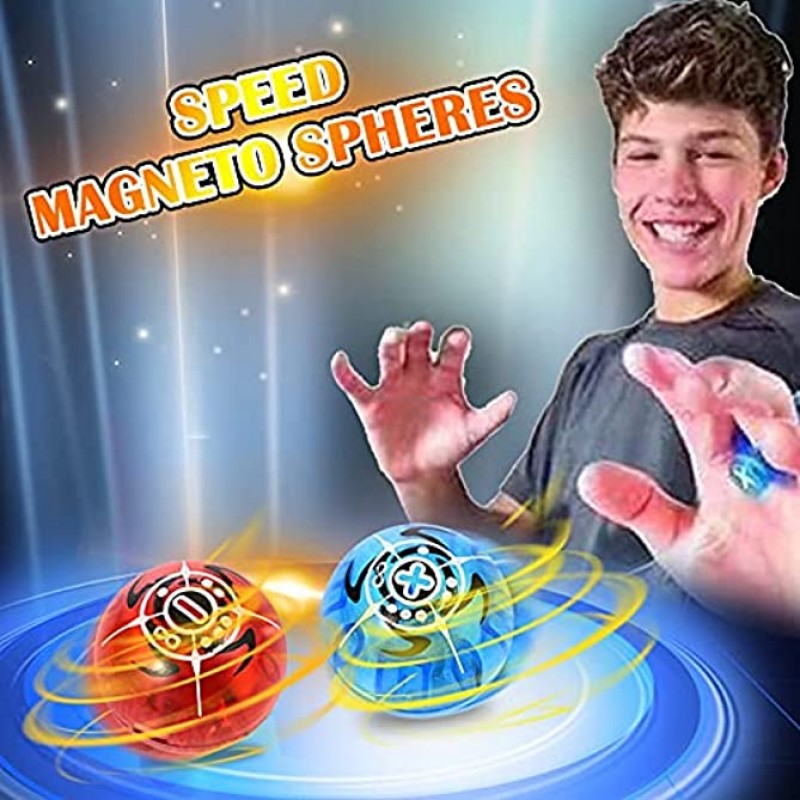 Jiajaja 2 Pcs Electronic Magnetic Balls Magnetic Creative Toy Controlled Finger Induction with Power Ring Toy for Home Party Office Children Gift