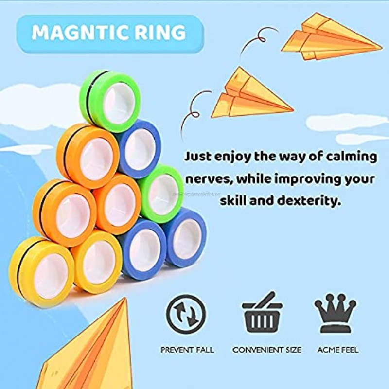 VCOSTORE Magnetic Rings Toys,3 Ring Fidget Spinners Magnet Finger Game Stress Relief Decompression Magic Ring Game Props Tools for Adults ADHD Anxiety Yellow