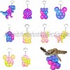 10PCS Pop Fidget Keychains Potable Colorful Animal Decoration Silicone Dinosaur Octopus Alien Mouse Bear Stress Relief Toys for Unisex-Adults and Children Squeeze Sensory Game for ADHD OCD