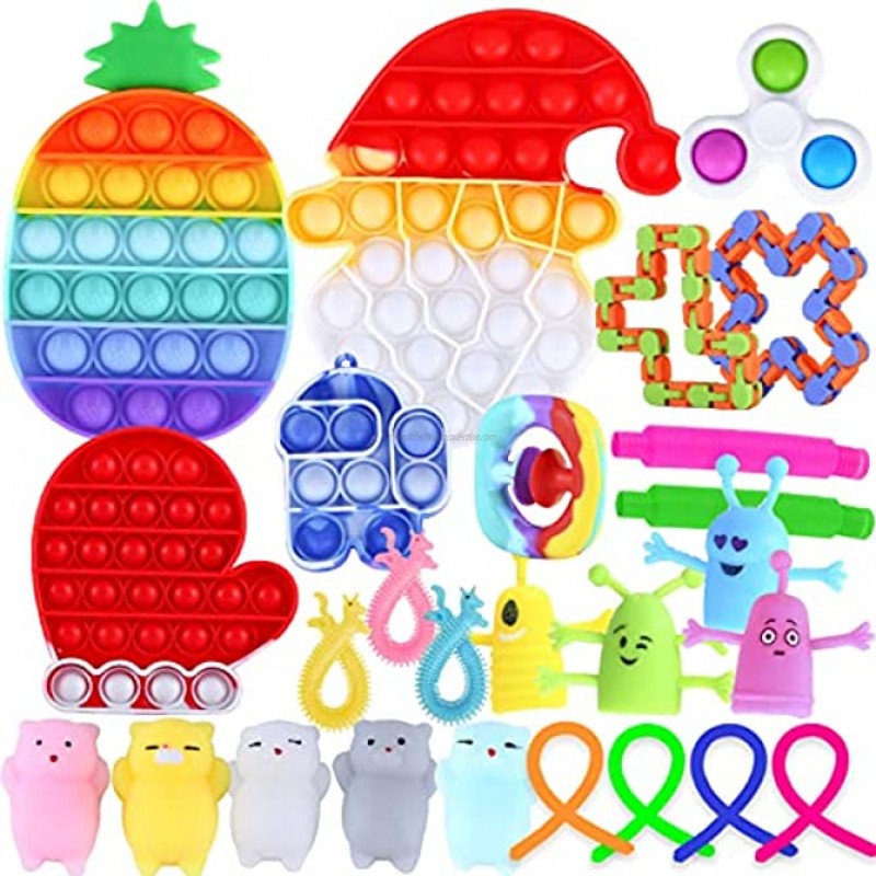 26 Pack Pop Fidget Packs Fidget Pack Cheap Fidget Toys Set Stress Relief Hand Simple Dimple Toys for Adults Kids Anxiety Autism Birthday Party Favors Goodie Bag Fillers Classroom Rewards