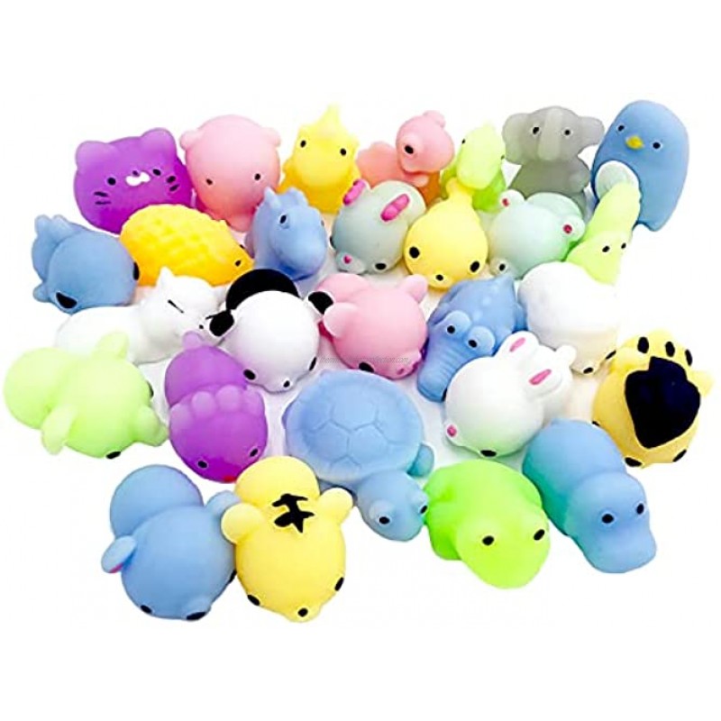 28pcs Squishies Squishy Toys Set for Kids Party Favors Mini Kawaii Animals Mochi Squishy Toy Fidget Toys Packs Stress Reliever Anxiety Toys for Boys & Girls