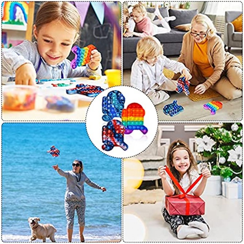 3 Pack Among Pop its it us Push Bubble Fidget Toys LIMURU Popper tie dye Silicone Toys Cheap Stress Reliever for ADHD Autism Special Needs Squeeze Sensory Toy for Kids Adults