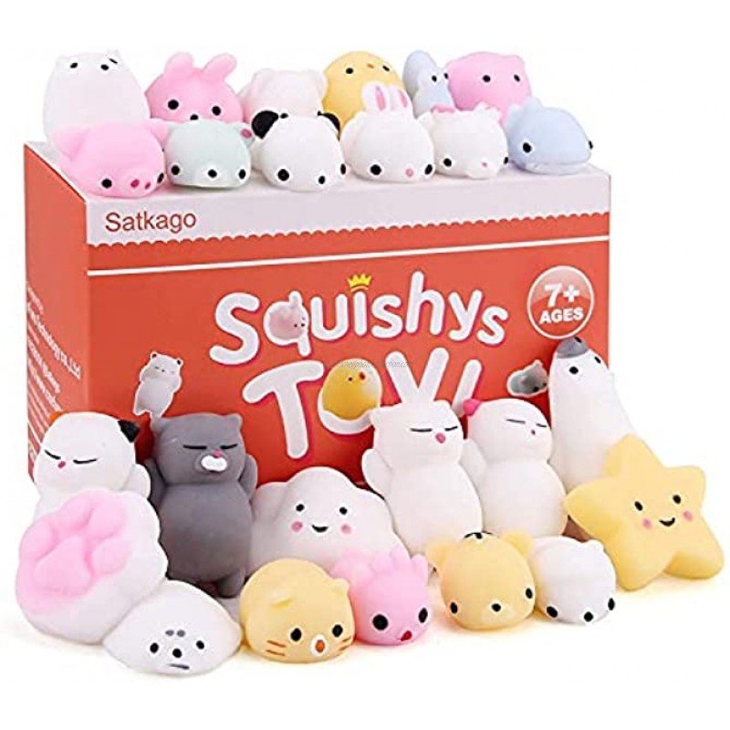 Satkago Squishies Mini Mochi Squishies Toy 25 Pcs Mini Squishys Toys Cute Stress Reliever Toys Funny Fidget Toys Birthday Gift Party Favors for Kids