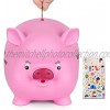 Lefree Lovely Piggy Bank with Cute Stickers Medium Size Piggy Banks for Girls Boys and Adults Unbreakable Plastic Coin Bank as for Christmas Birthday Children’s DayPink