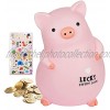 Lefree Piggy Bank with Cute Stickers Unbreakable Plastic Piggy Bank Coin Bank for Girls Boys and Adults on Birthday Thanksgiving and Christmas Pink
