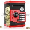 PLAYSHEEK Piggy Bank for Girls Boys Large Electronic Money Coin Banks with Password Protection Automatic Paper Money Scroll Saving Box Great Gift for Kids Black-Red