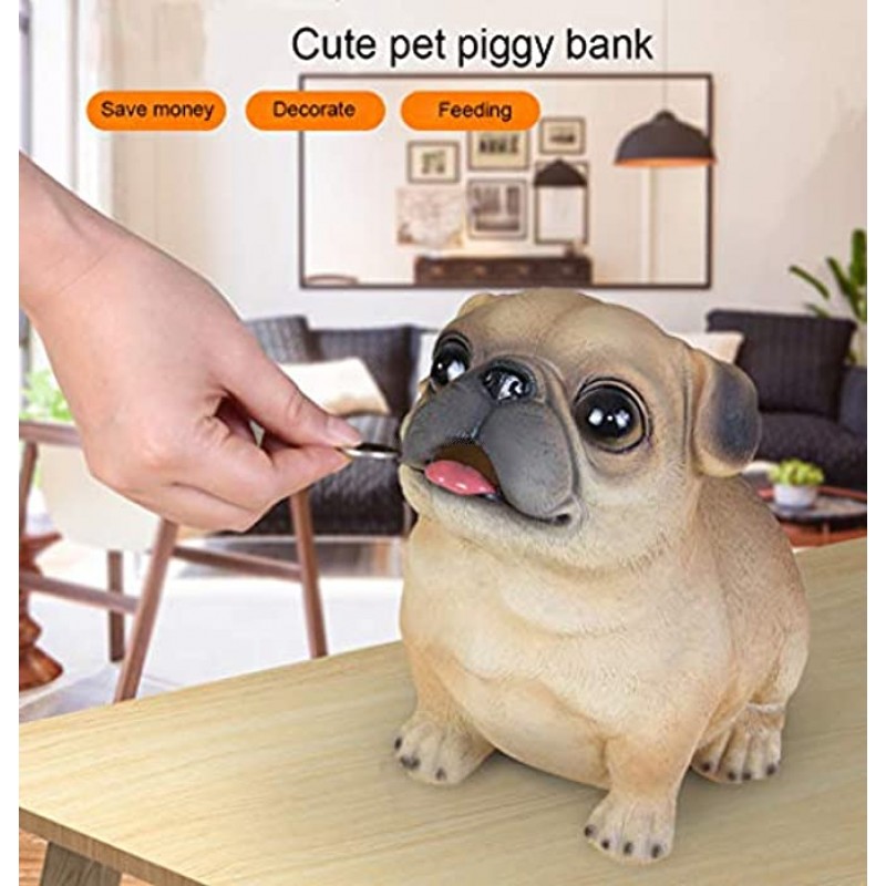 SAYTAY Kids Piggy Bank Cute Pug Dog Piggy Bank Feeding Shatterproof Coin Money Bank for Children Gift Or As Home Decoration Bago
