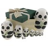 Apol Cute Panda with Bamboo Egg Shape Handmade Wooden Russian Nesting Dolls Matryoshka Doll Set 10 Pieces in a Box with Bow for Home Decoration Kids Toy Christmas Birthday Easter Gift