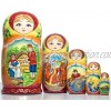 Russian Nesting Doll Village Scenes Hand Painted in Russia Traditional Matryoshka Babushka Scene G 6.75``5 Dolls in 1