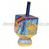 Noah's Ark and Rainbow Hand Painted Small Wooden Dreidel and matching Stand by Yair Emanuel