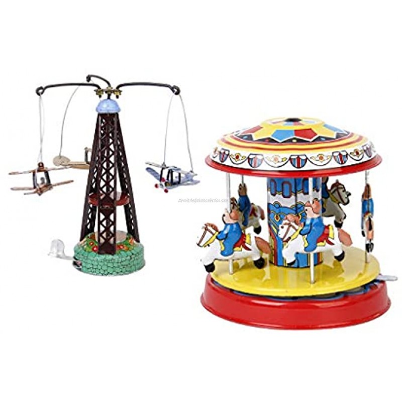 dailymall Handmade Retro Clockwork Rotary Aircraft Classic Tin Toy Collectable 2Pack