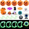 EXRIZU Halloween Party Favors Set 6 Pack Pumpkin Boxes with Halloween Wind Up Toys LED Rings Vampire Fangs Mochi Squishy Toys Pull Back Toys inside for Kids Boys Girls Gifts Halloween Treat Bag Fillers Party Favors Gifts Exchange