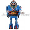 F Fityle Blue Wind Up Walking Robot Astronaut Tin Toy Clockwork Mechanical Vintage