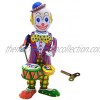 NUOBESTY Vintage Retro Wind Up Toy Tinplate Toy Circus Clown Robot Drumming Clockwork Toy for Kids Birthday Circus Carnival Party Favors Gifts
