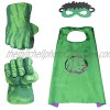 Hulk Hands Fists Costume with Green Cape and Eye-Mask – Complete Set of Hulk Accessories for Kids – Comfortable and Non-Destructive