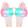 Luwint LED Glow Blink Fur Fingerless Knit Gloves Funny Light Up Mitten for Party Christmas Halloween Costume