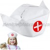 Nurse Caps Pack of 2 White Nurses Hat with Red Cross Emblem Role Play Accessory for Pretend Dress-Up Soft Polyester Fabric Bonnet One Size Fits Most Kids