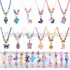 24 Pcs Kids Jewelry for Girls Woven Friendship Bracelets and Necklaces Set with Animal Unicorn Mermaid Butterfly Flower Pendants Gift for Little Girls