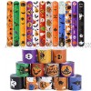 48 PCS Halloween Slap Bracelets for Kids Snap Bracelets Bulk with Spider Pumpkin Ghost Animal Print Craft Halloween Party Favors Birthday Gifts