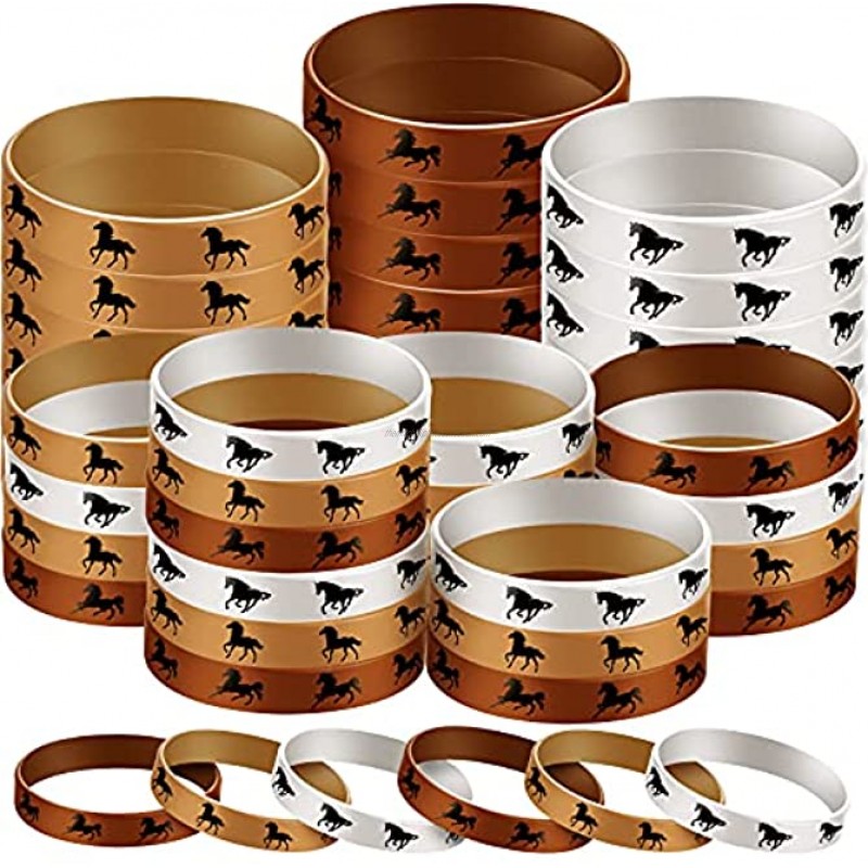 48 Pieces Horse Themed Party Rubber Bracelets Horse Party Favors Rubber Wristbands for Birthday Horse Theme Party Supplies Horse Lovers School Company Group Team Birthday Party Favors Supplies