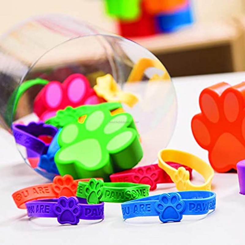 Fun Express Paw Print Rubber Bracelet 24 Pieces Educational and Learning Activities for Kids