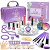 Qtioucp 2022 Girls Makeup Kit 30Pcs Real Washable Makeup Girls Toys Set with Purse Safe & Non-Toxic Little Girls Starter Makeup Set for Girls Birthday Christmas Age 3 4 5 6 7 8 Year Old