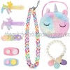 PinkSheep Unicorn Purse Jewelry Sets for Kids Girl Unicorn Bag Rainbow Necklace Bracelet Hair Clip Accessories 8PC The Latest Fashion