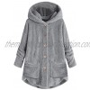 ✷ HebeTop ✷ Women Fuzzy Fleece Jacket Button Open Front Hooded Cardigan Coat Outwear Pockets