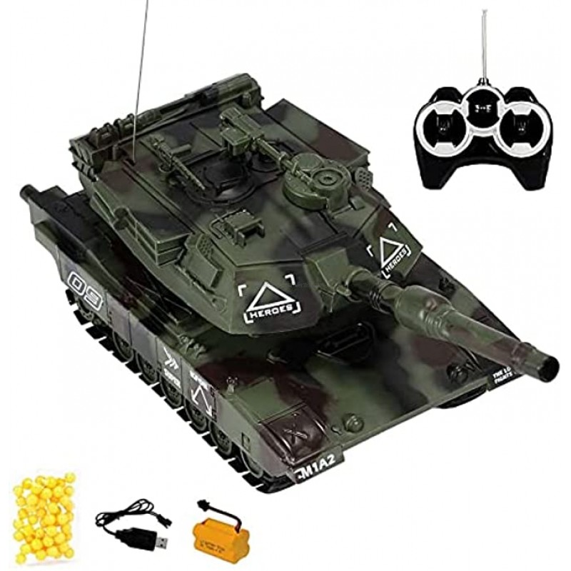 PJDOOJAE 2.4Ghz Remote Control Military Vehicle Combat Armored Tank Model 1 32 Scale RC Combat Tank Suit with BB Bullets with Sound and Light Remote Control Military Truck Toy Boy Girl