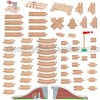 Orbrium Toys 68 Pcs Wooden Train Track Expansion Pack Compatible with Thomas Wooden Train Brio Thomas The Tank Engine