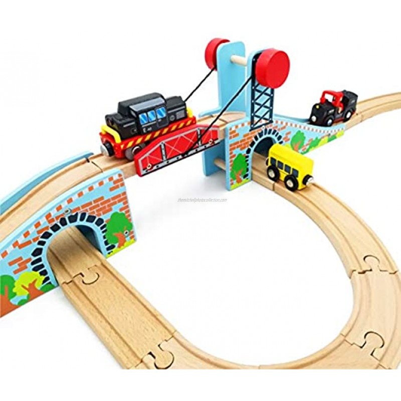 Z MAYABBO Wooden Train Tracks Accessories Wood Train Lifting Bridge for Railroad Tracks fits for All Railway Tracks